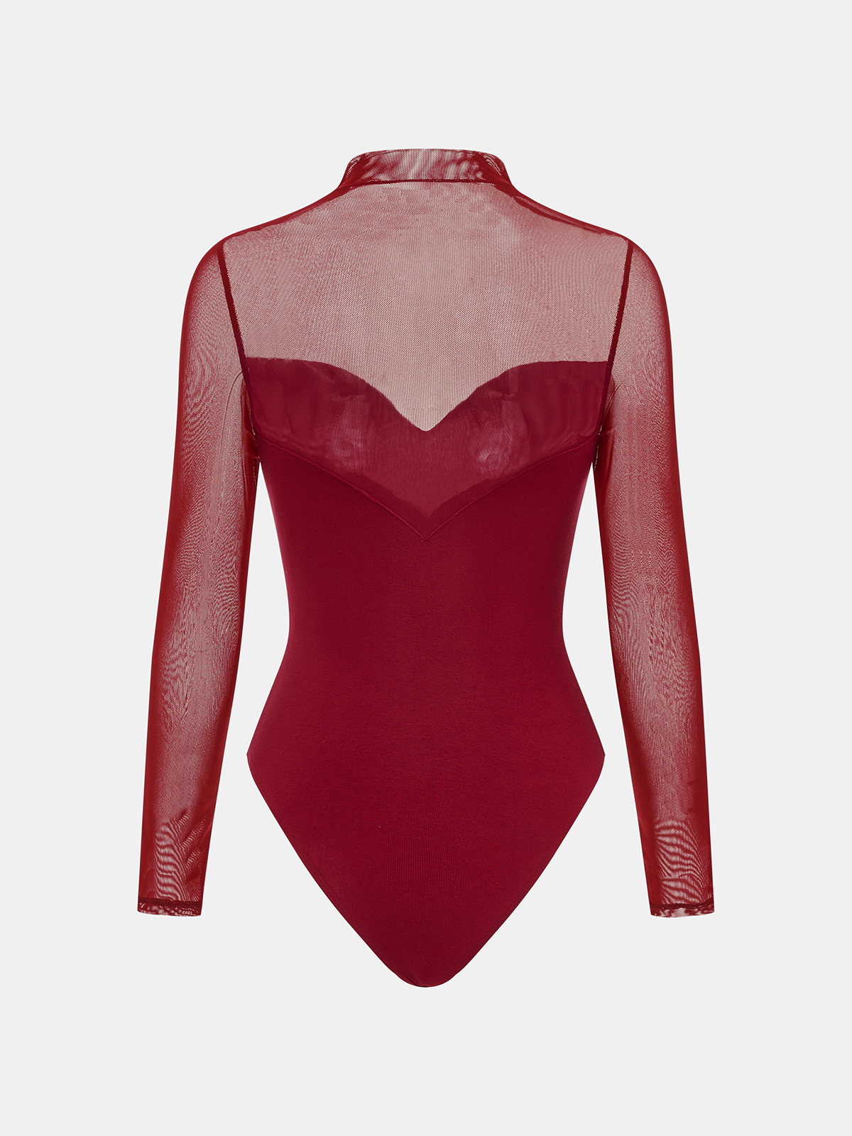 Mock Neck Mesh Panel Sweetheart Bodysuit