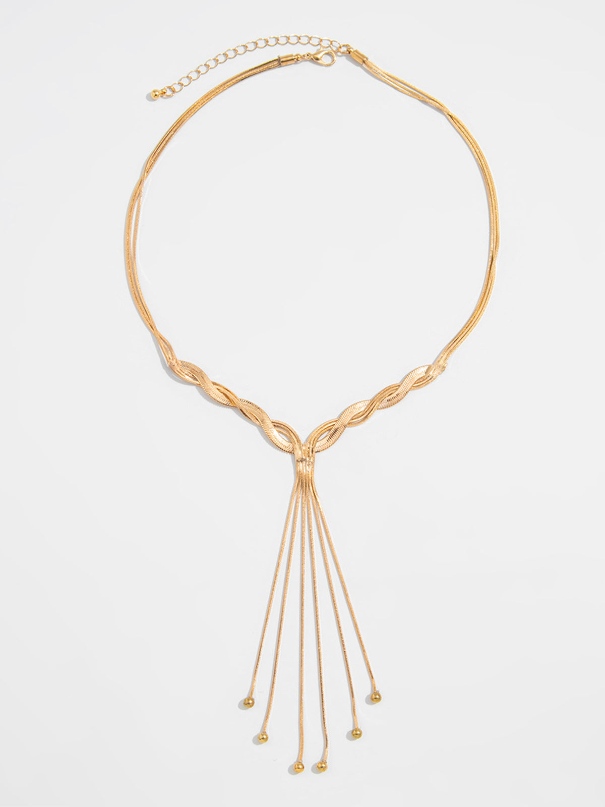 Golden Twisted Tassel Y-Shaped Necklace
