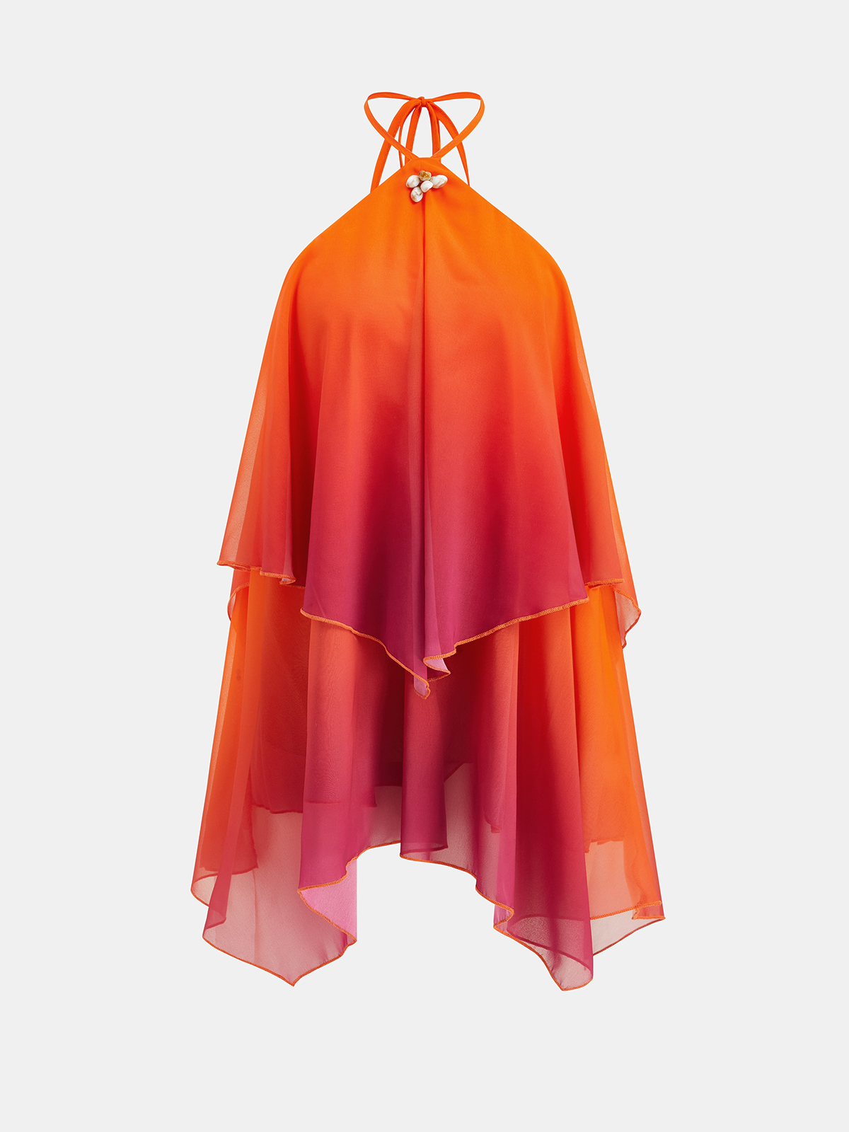 Halter Shell-Embellished Gradient Mini Dress