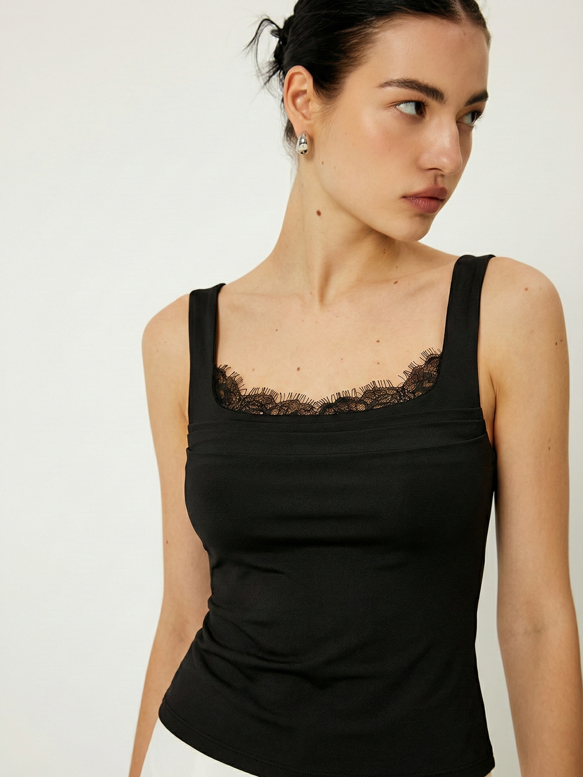 Lace Trim Square-Neck Tank Top