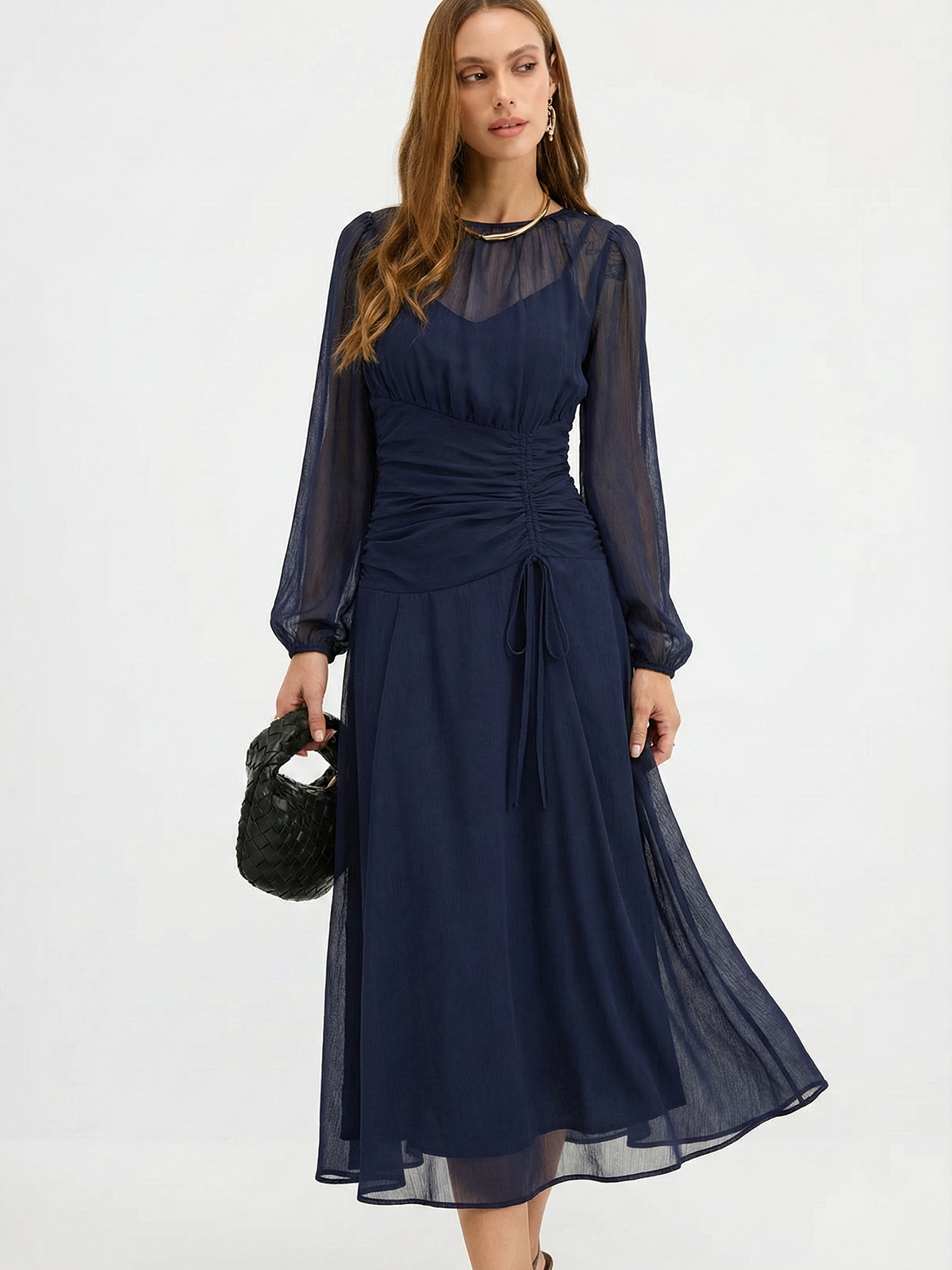 2-in-1 halbtransparente Chiffon-Maxikleid