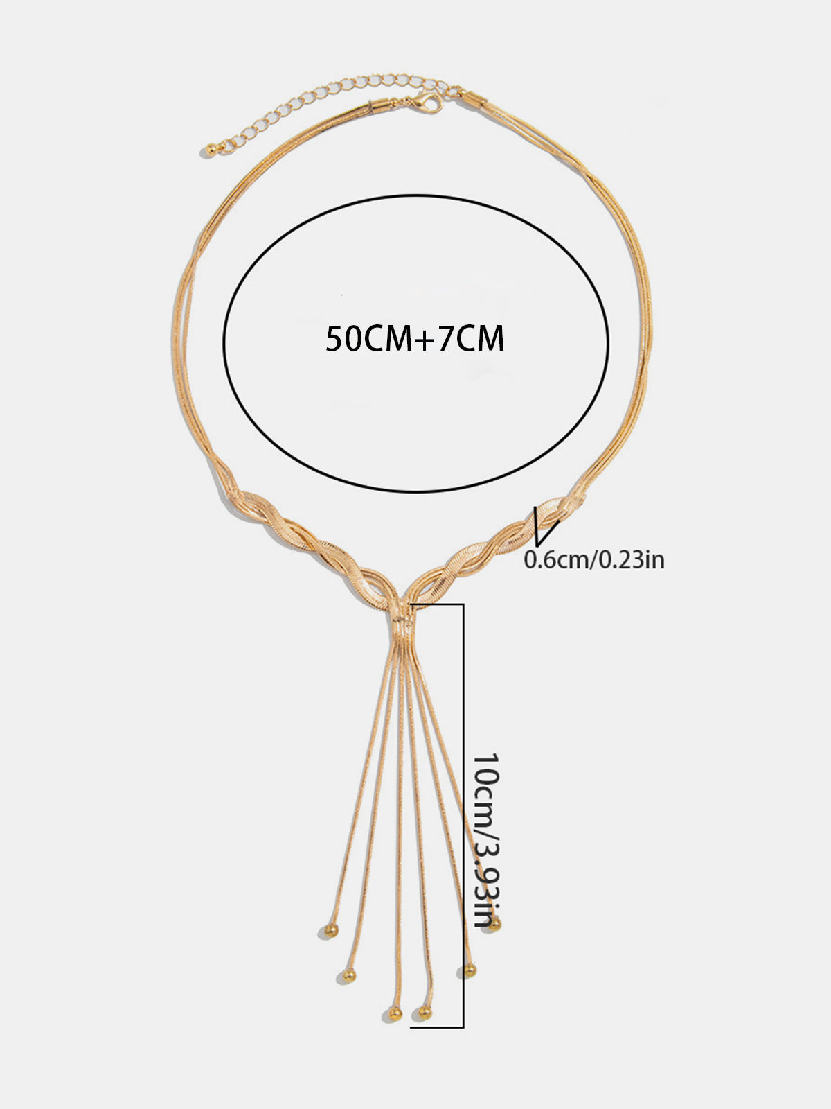 Golden Twisted Tassel Y-Shaped Necklace