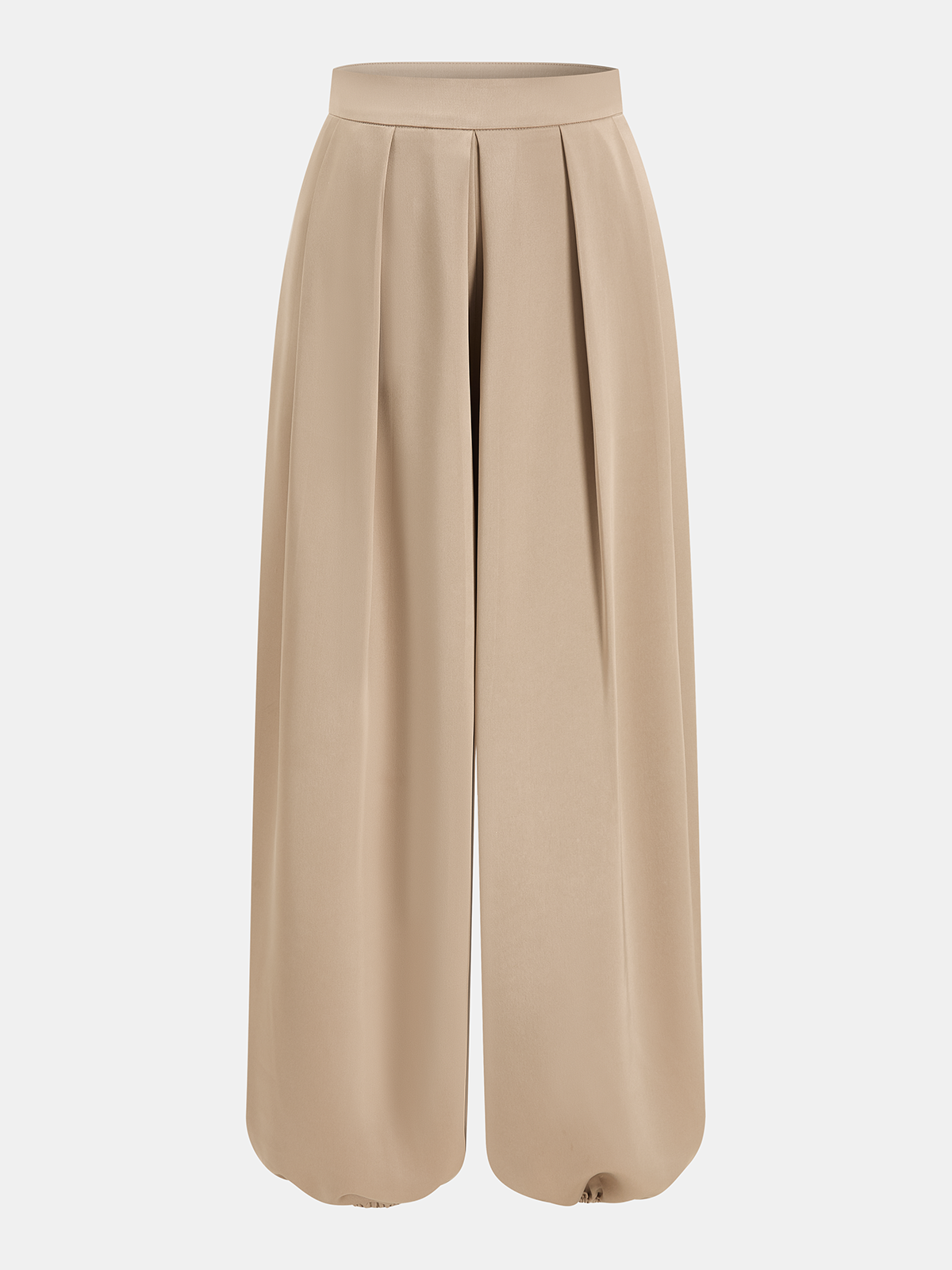 Mid-Waist Satin Plissée Ballonhose