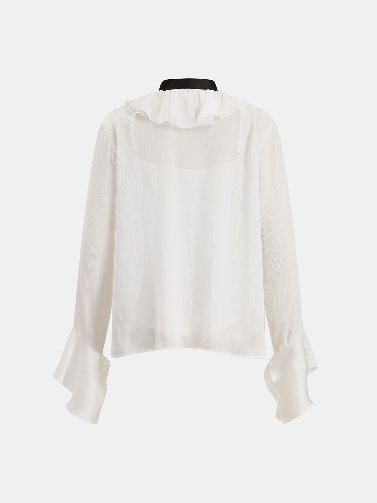 Tie-Neck Ruffle Flare Sleeve Blouse