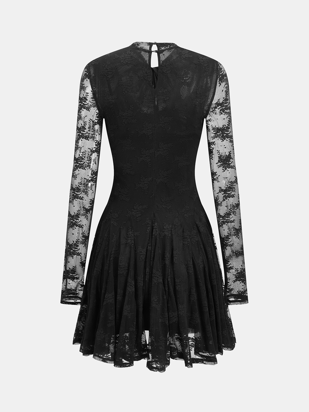 Lace Sheer-Sleeve & Cami Liner Two-Piece Mini Dress