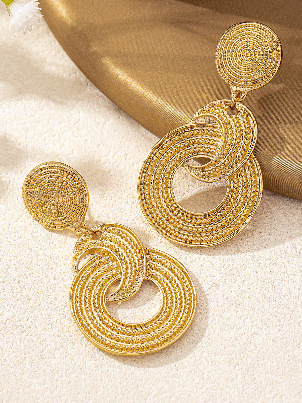 Textured Intertwined Circle Drop Earrings