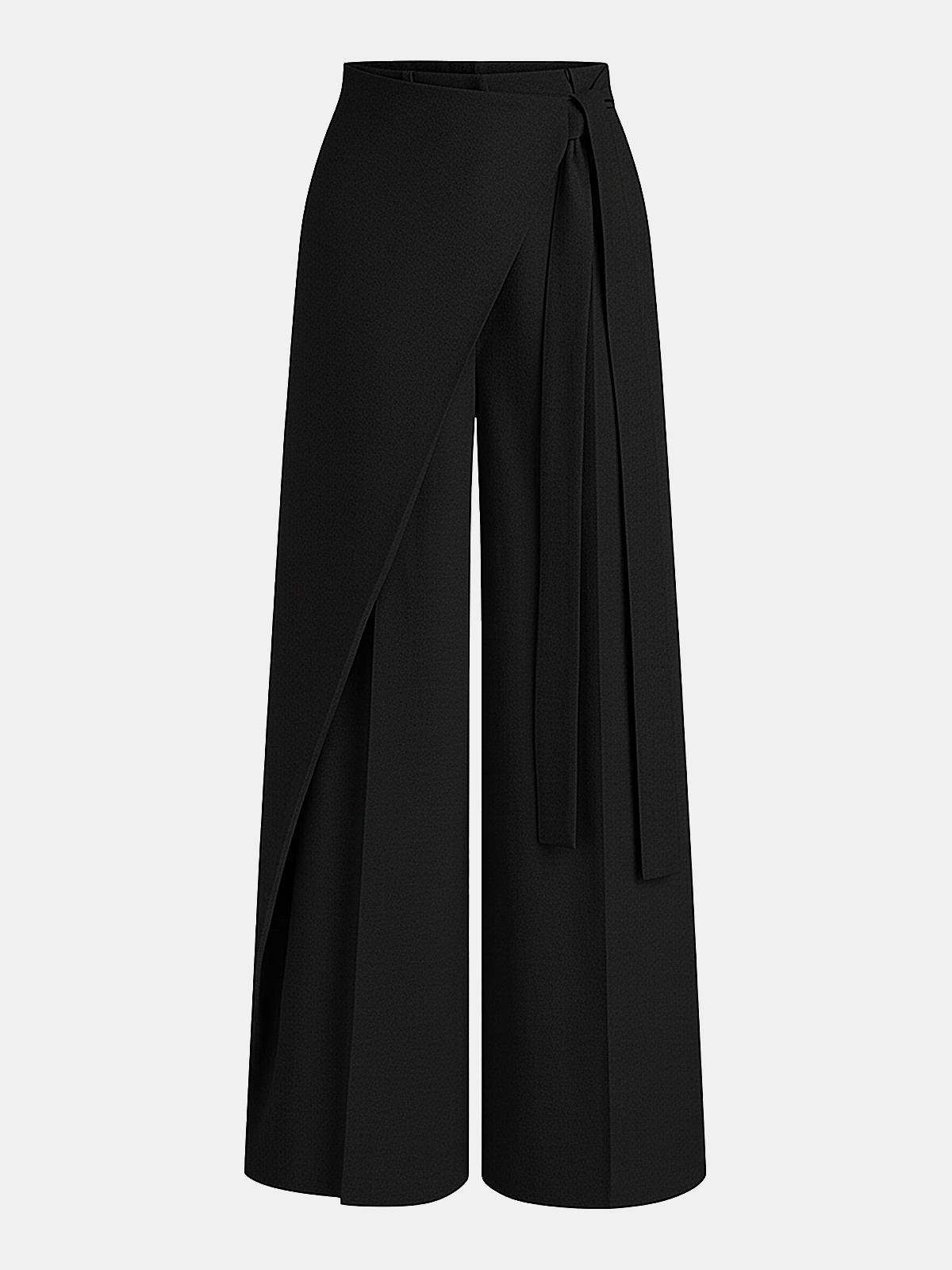 Pantalon large asymétrique cache-cœur à traîne
