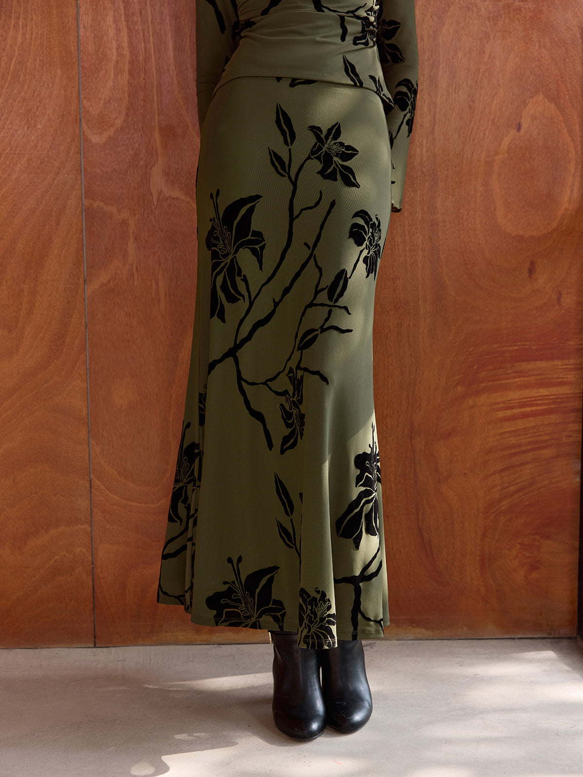 Floral Print Asymmetric Neck Top & Skirt Set