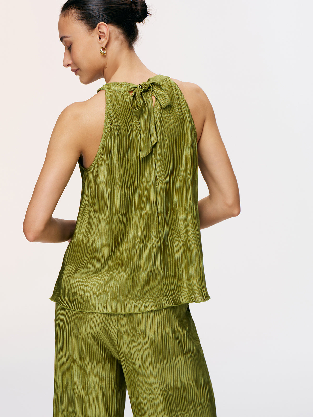 Vertical Pleated Halter Top & Pants Set