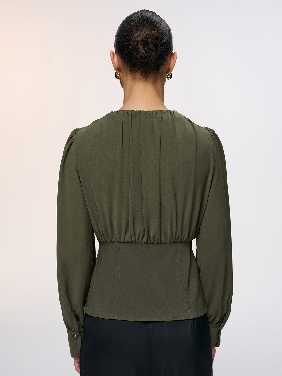 Keyhole Cut-Out Peplum Blouse