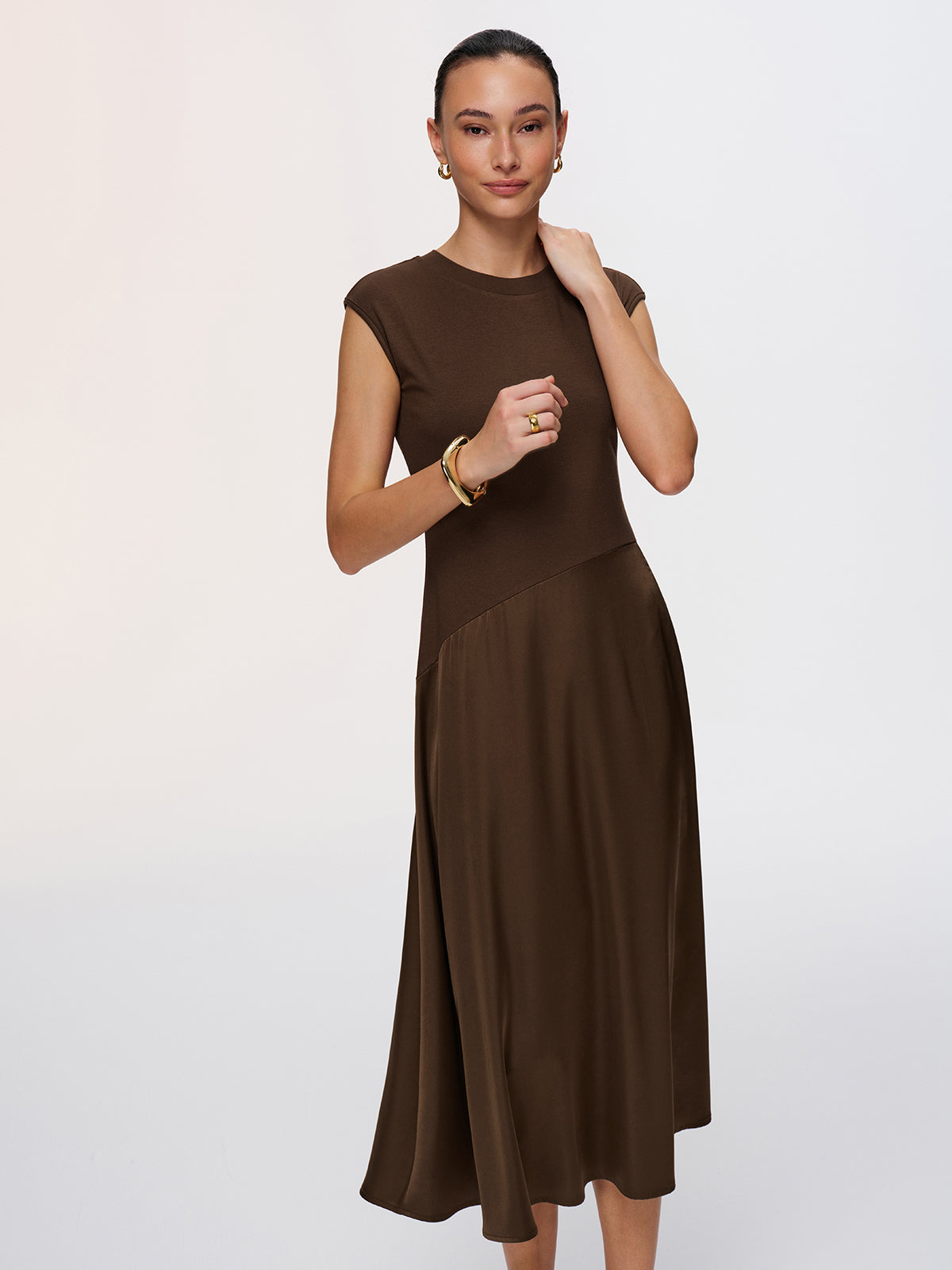 Satin Panel Sleeveless Maxi Dress