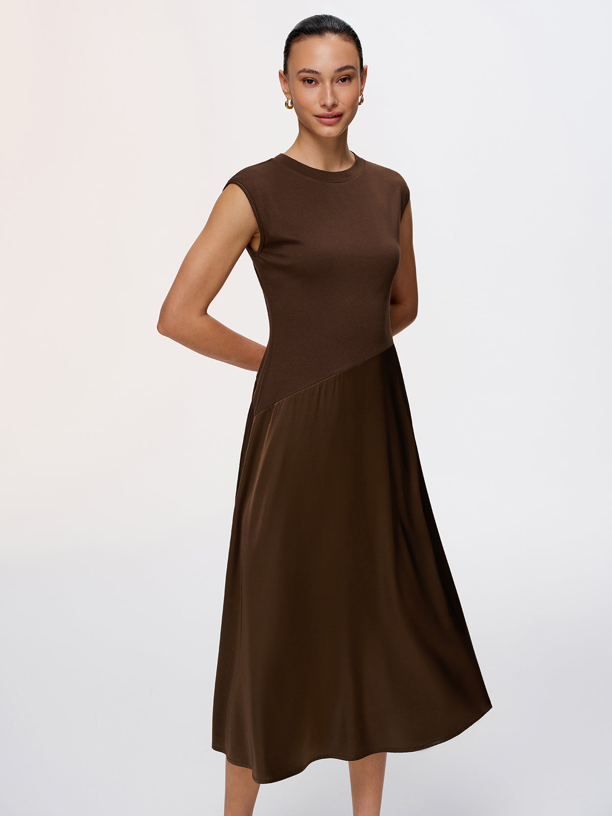 Satin Panel Sleeveless Maxi Dress