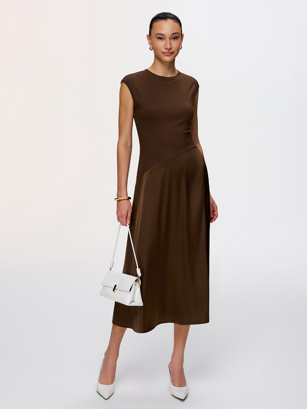 Satin Panel Sleeveless Maxi Dress