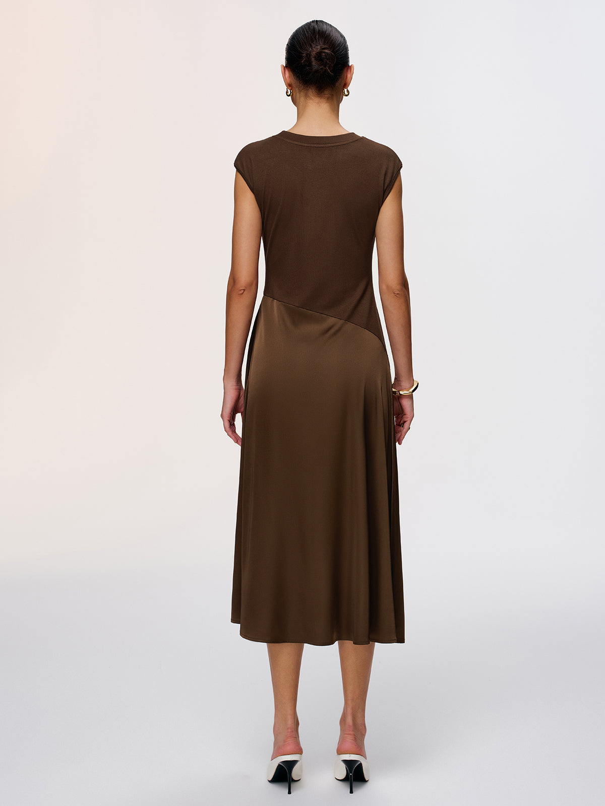 Satin Panel Sleeveless Maxi Dress