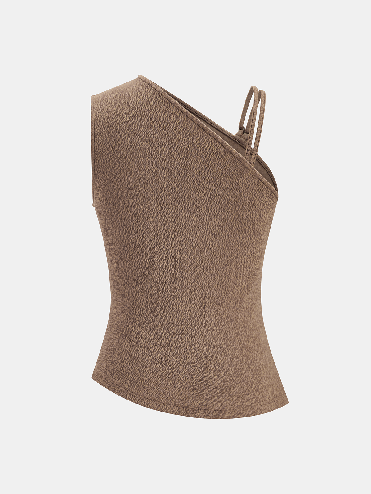 One-Shoulder Ruched Textured Top