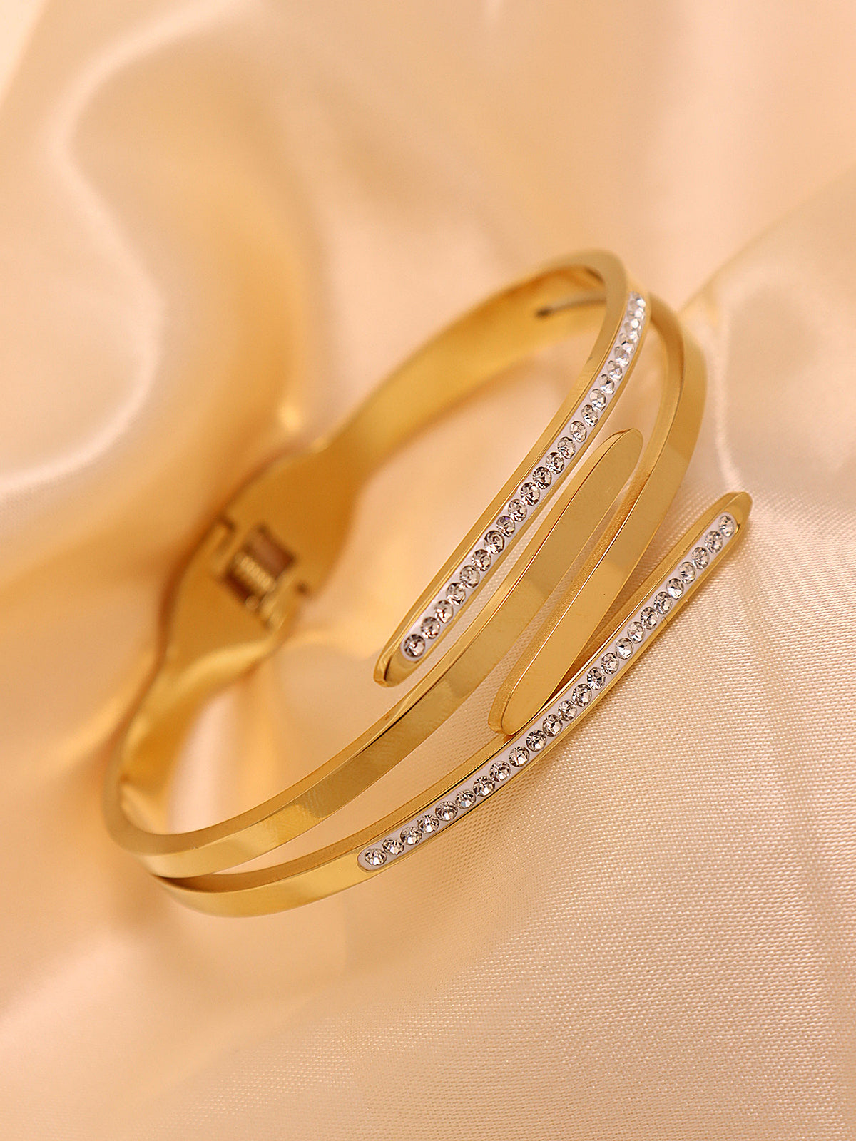 Zircon Accent Multi-Layer Cuff Bracelet