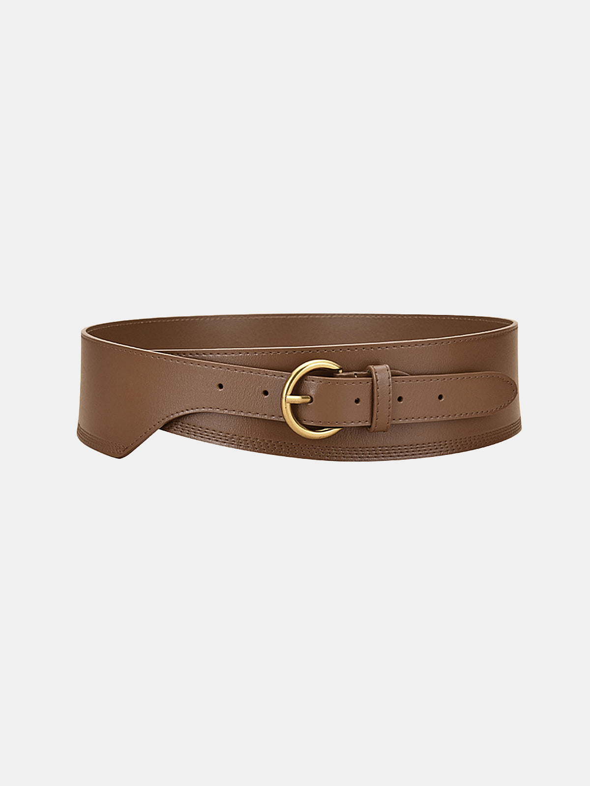 Metal Buckle Leather Wide Belt