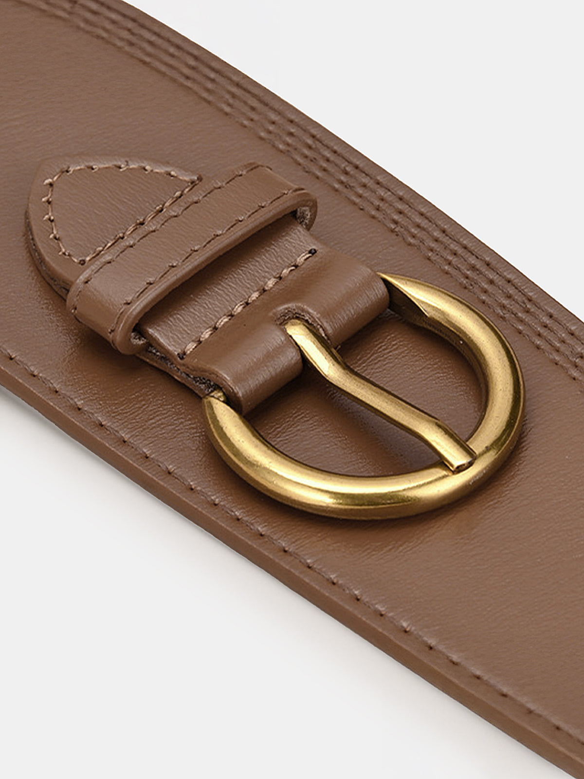 Metal Buckle Leather Wide Belt