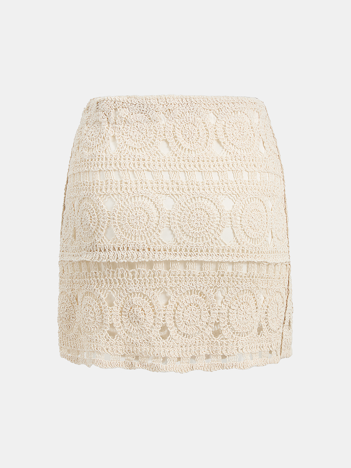 Circle Pattern Crochet Mini Skirt
