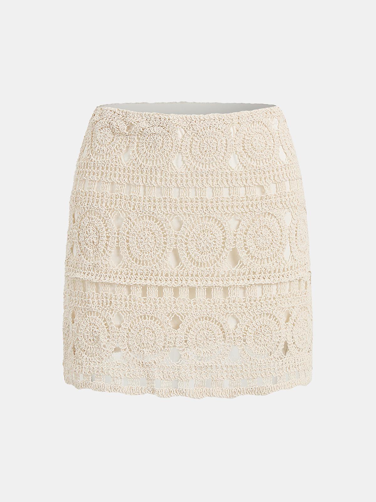 Circle Pattern Crochet Mini Skirt