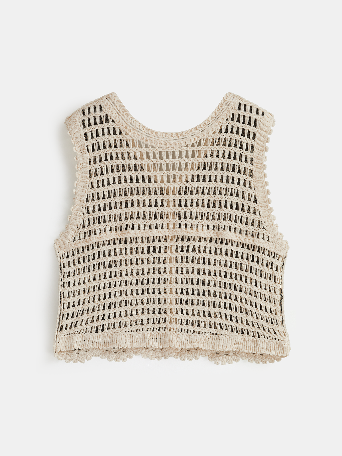 Gilet floral au crochet à col en V