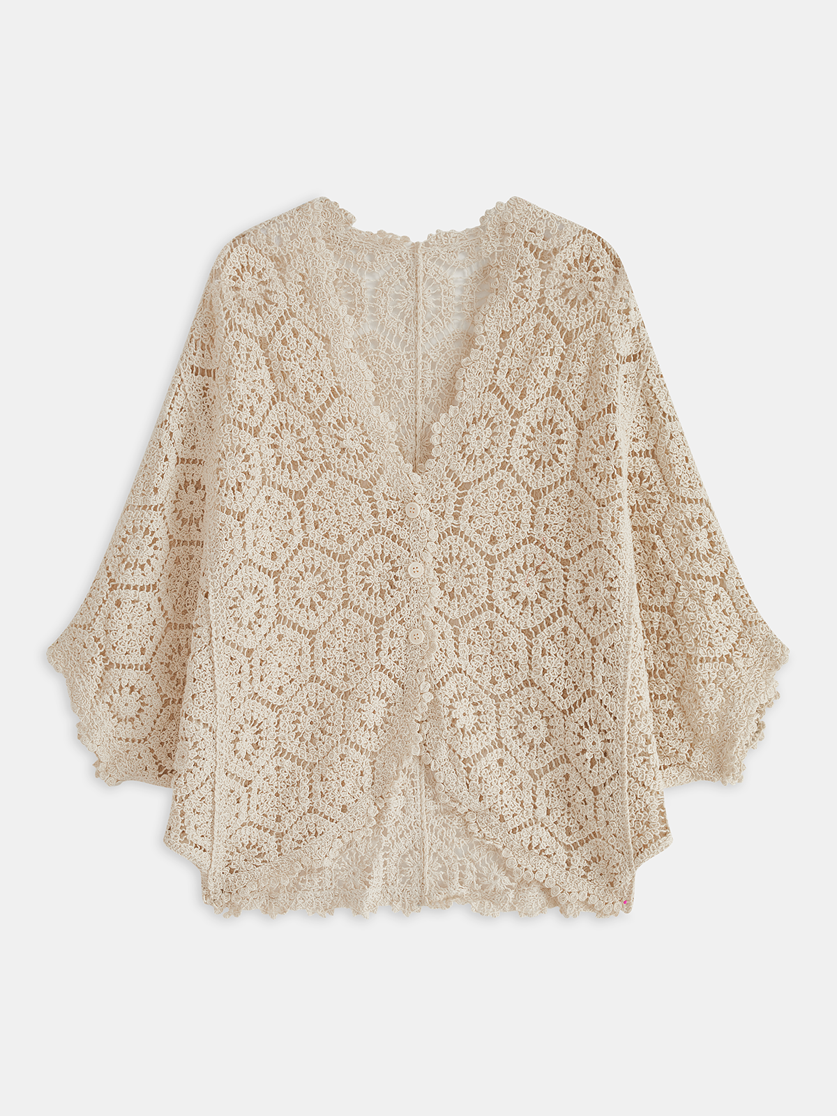 Buttoned Floral Crochet Cardigan