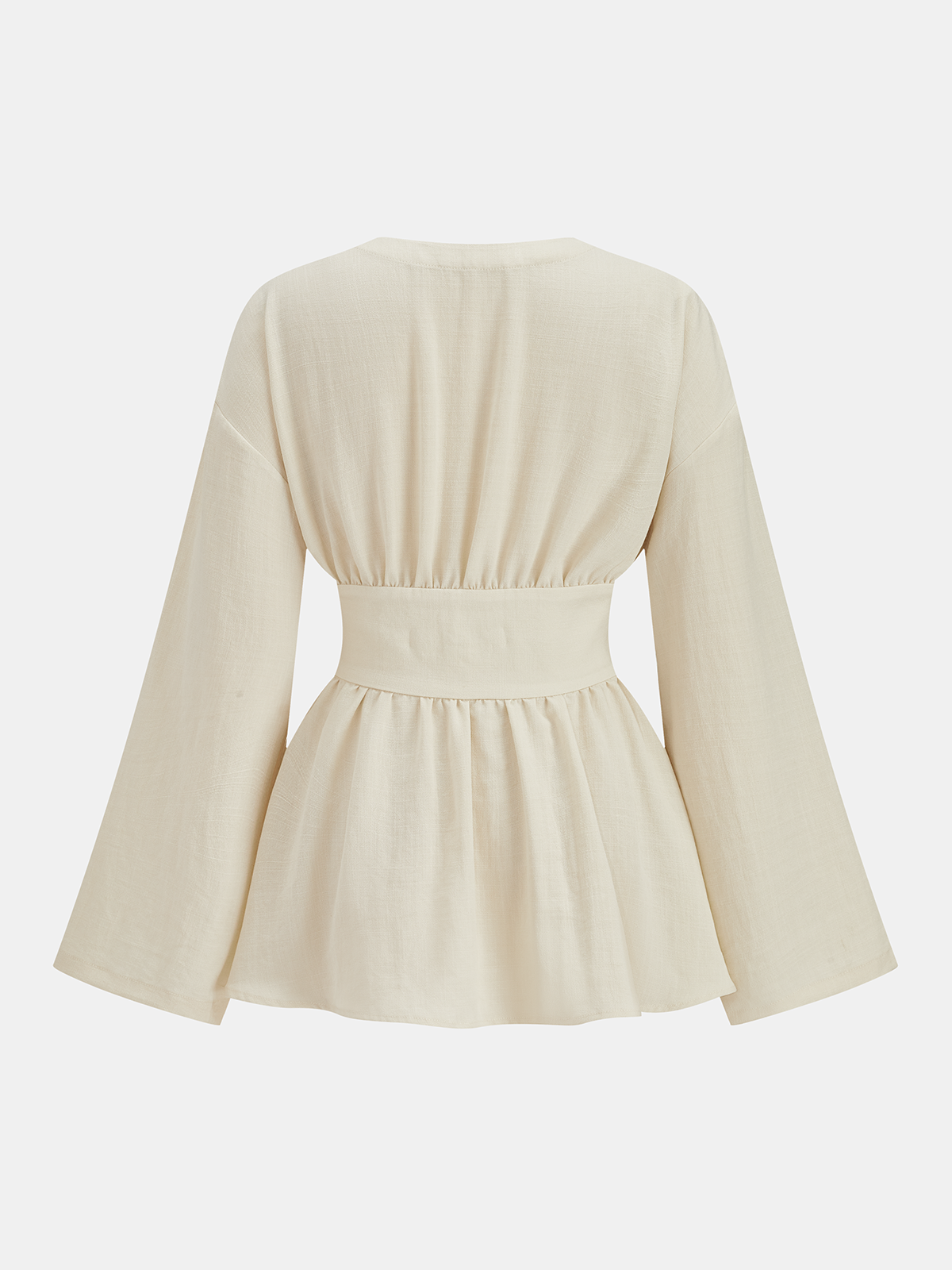 Cotton Blend Double-Buckle Peplum Blouse