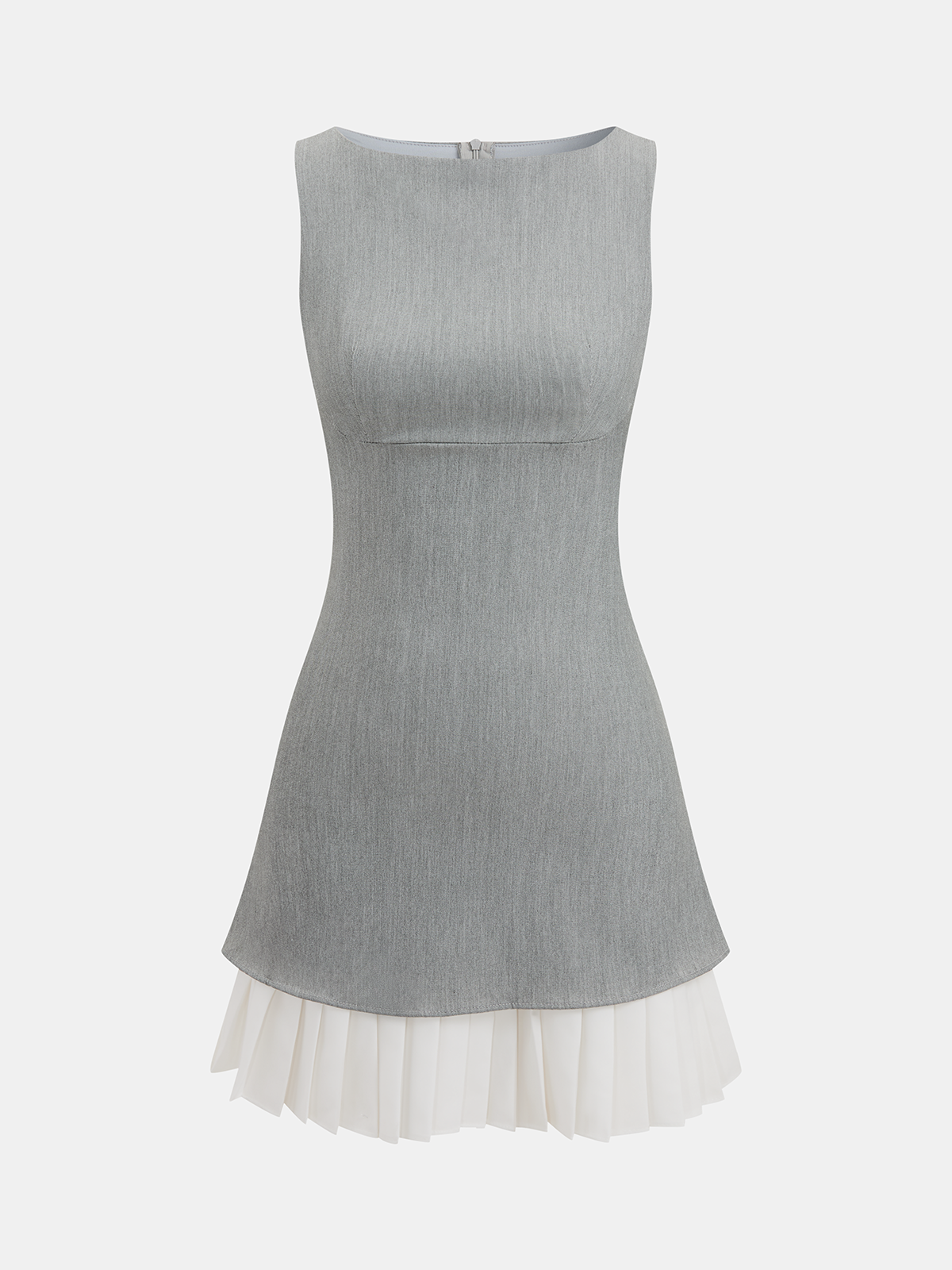 Contrast Pleated Hem Sleeveless Mini Dress