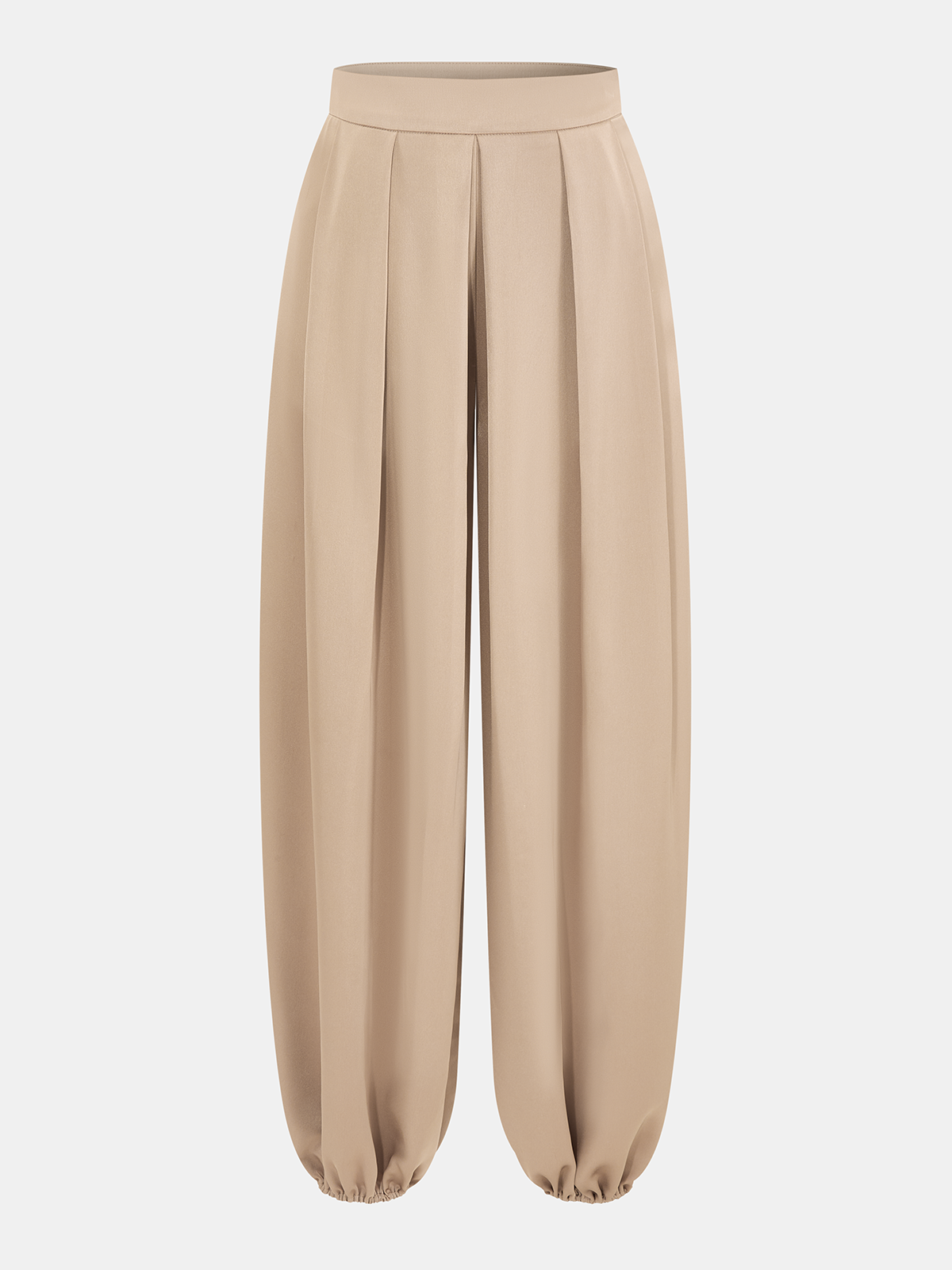 Mid-Waist Satin Plissée Ballonhose