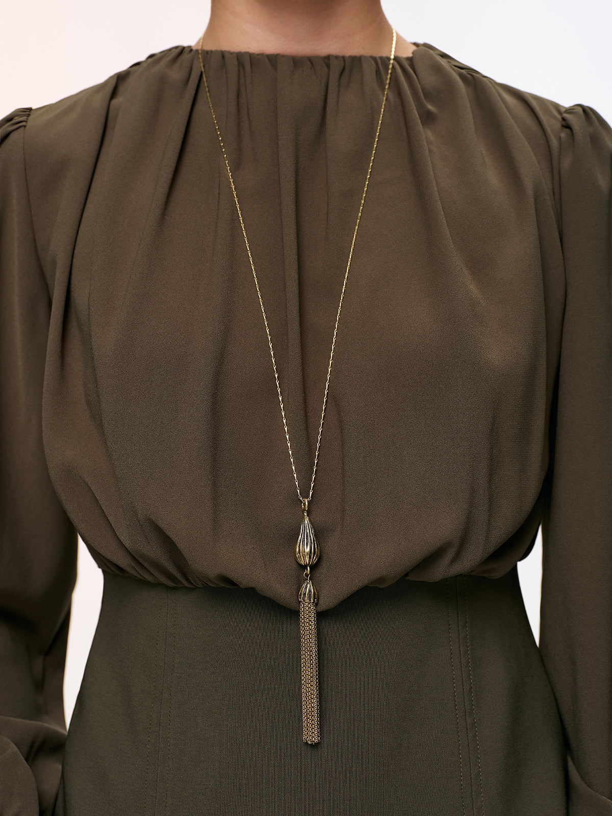 Textured Tassel Longline Necklace