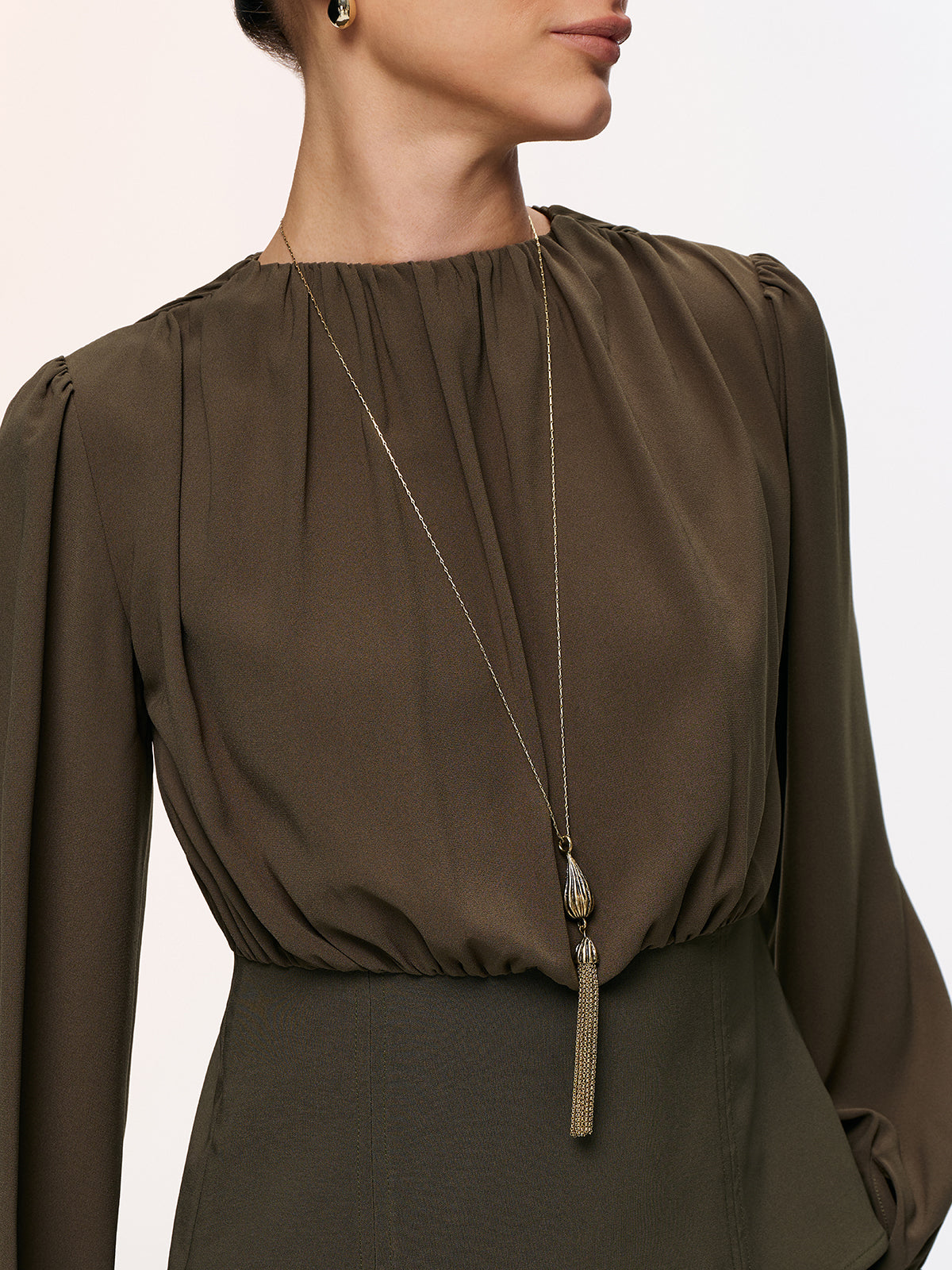 Textured Tassel Longline Necklace