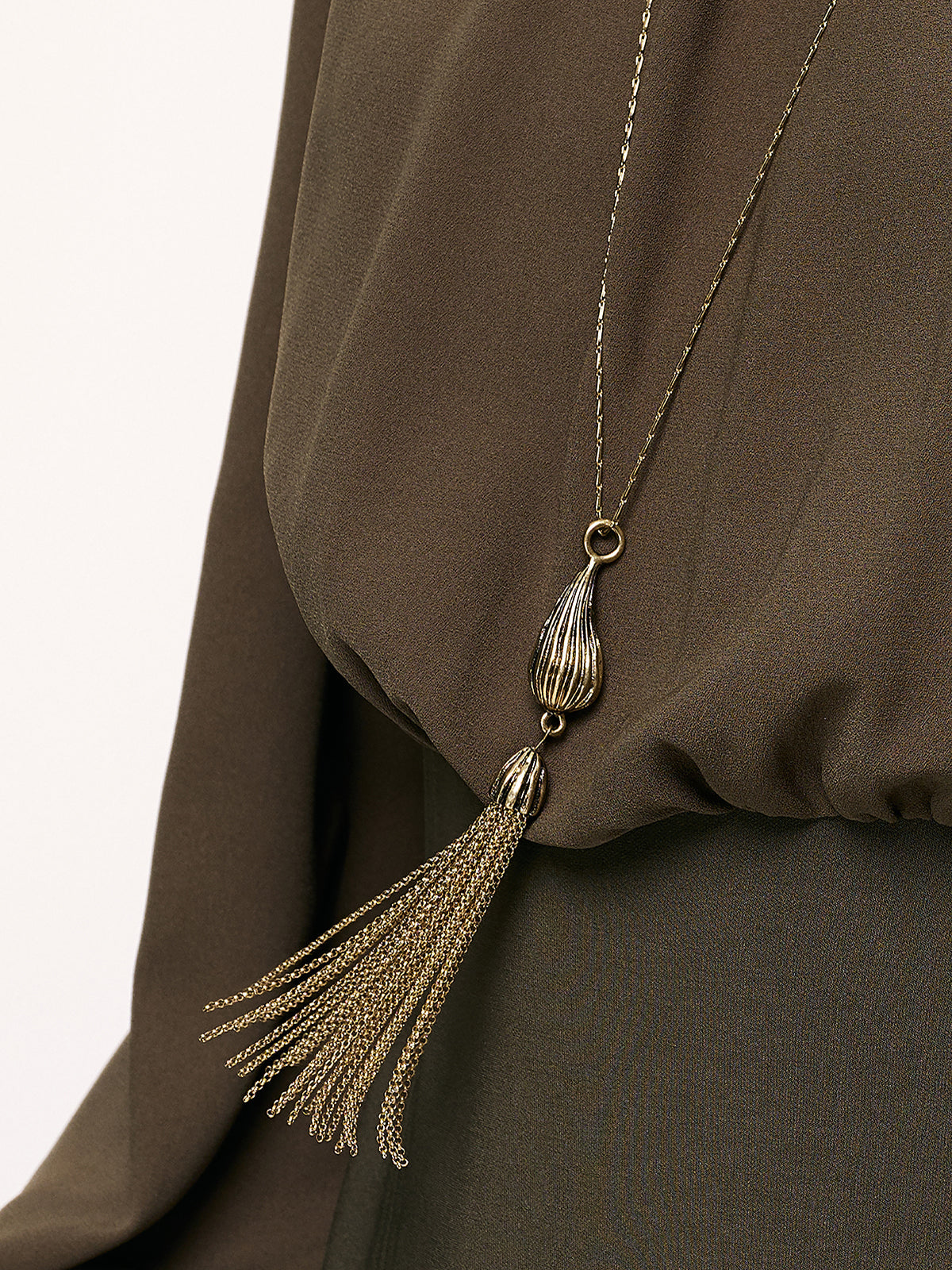 Textured Tassel Longline Necklace