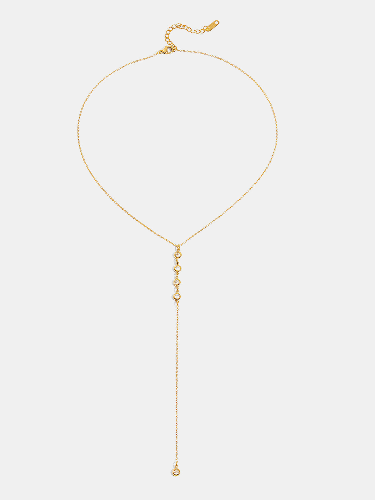 Y-Shape Zircon Droplet Lariat Necklace