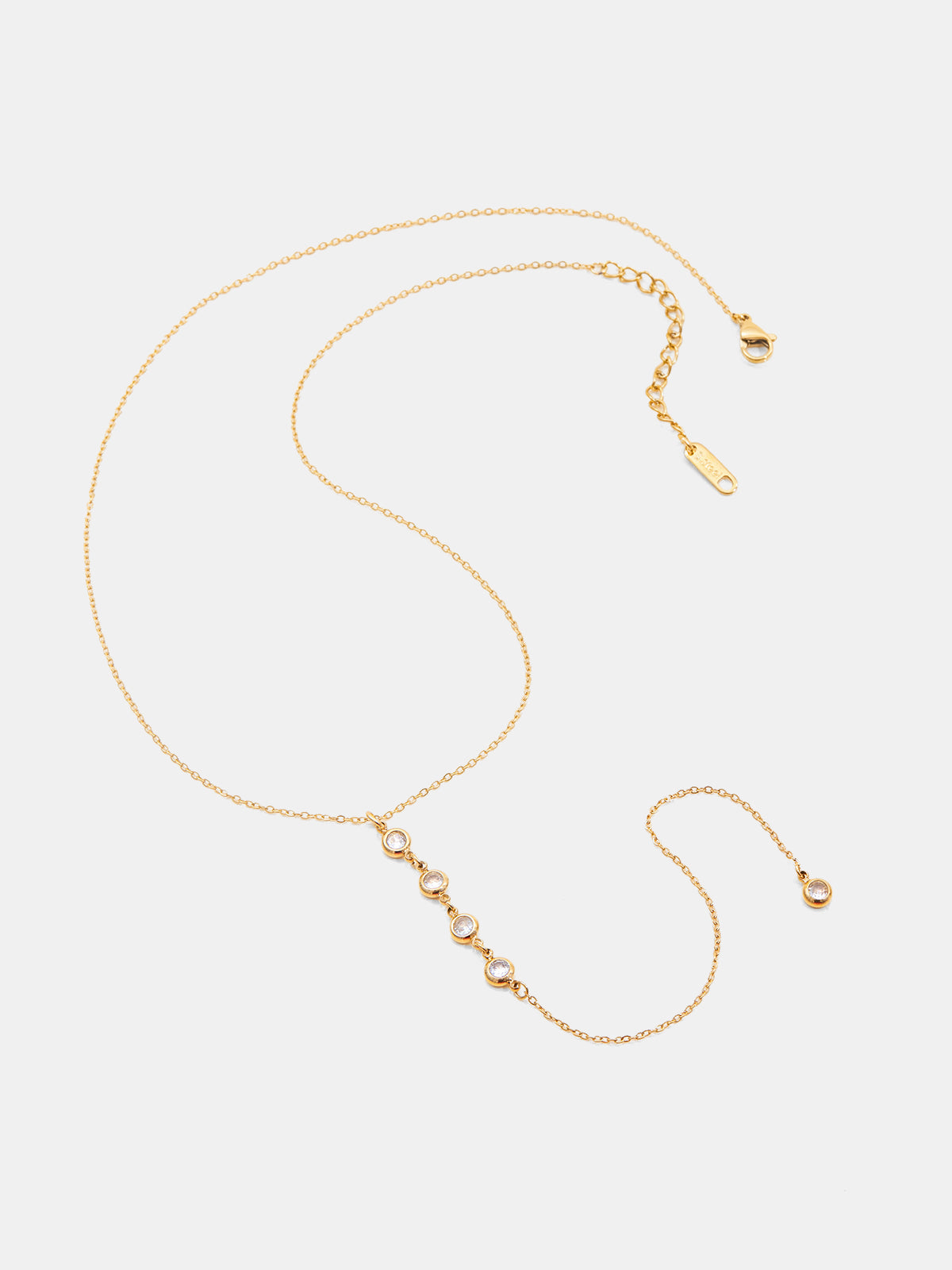 Y-Shape Zircon Droplet Lariat Necklace