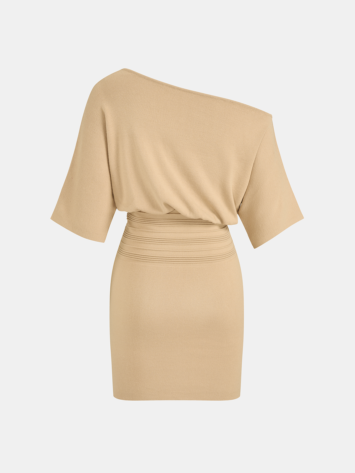 Off-Shoulder Cinched Waist Knit Dress
