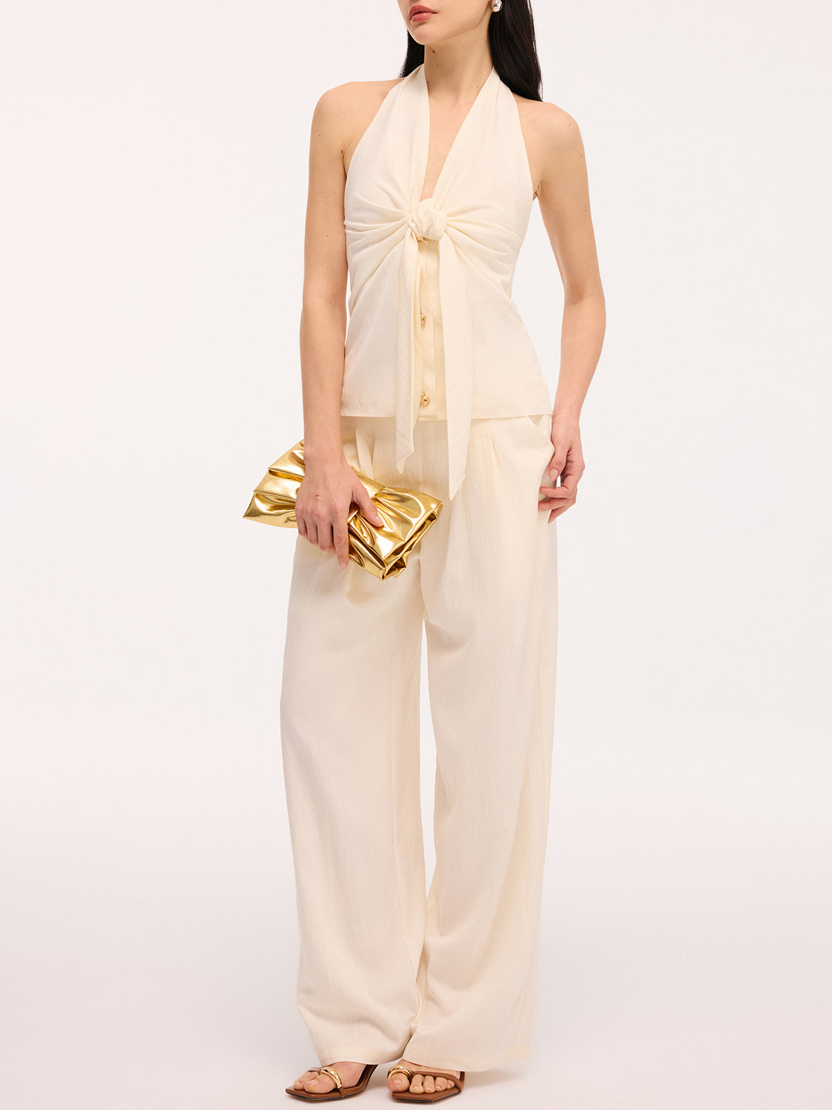 Neckholder-Top mit Schleifendetail & Hose
