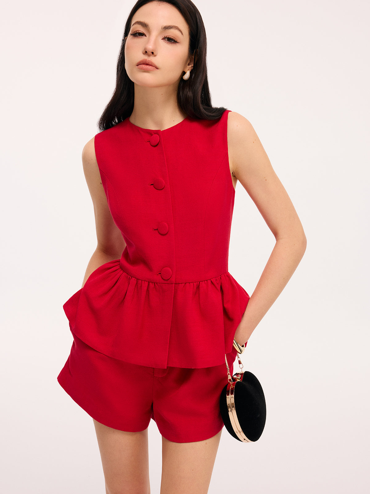 Ensemble top péplum sans manches et short