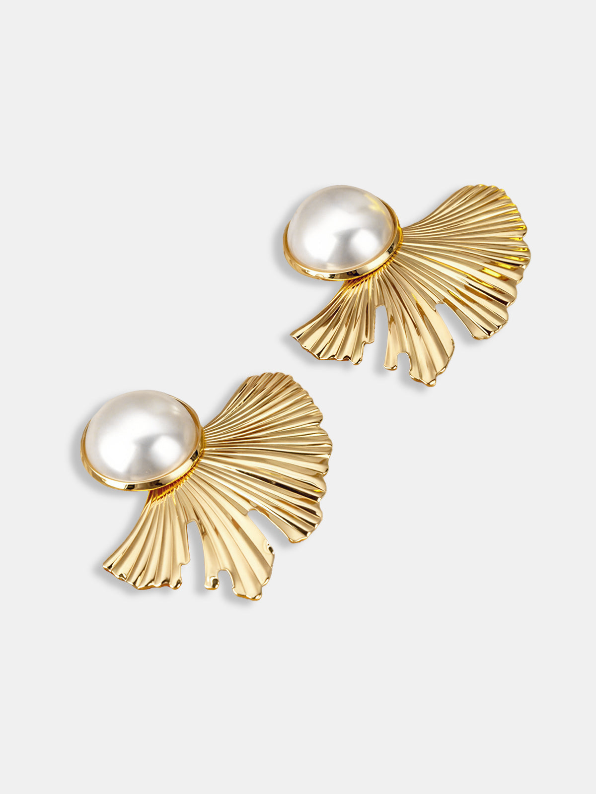 Ginkgo Leaf Pearl Earrings
