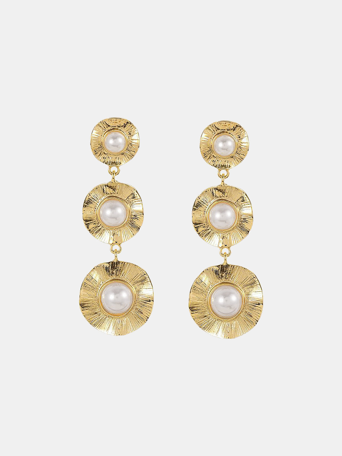 Textured Pearl Tiered Earrings