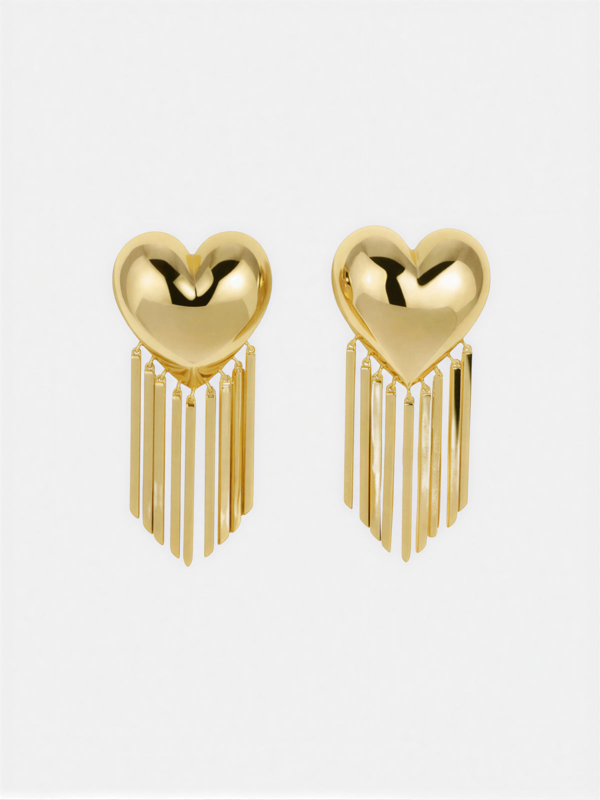 Heart-Shaped Tassel Drop Earrings