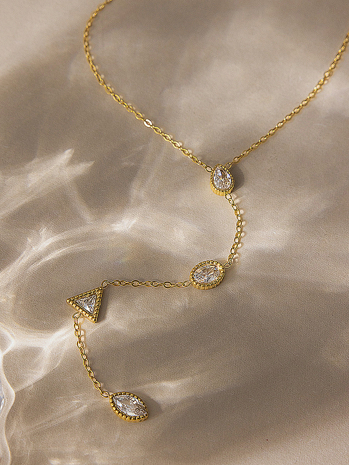 Geometric Zircon Y-Shaped Necklace