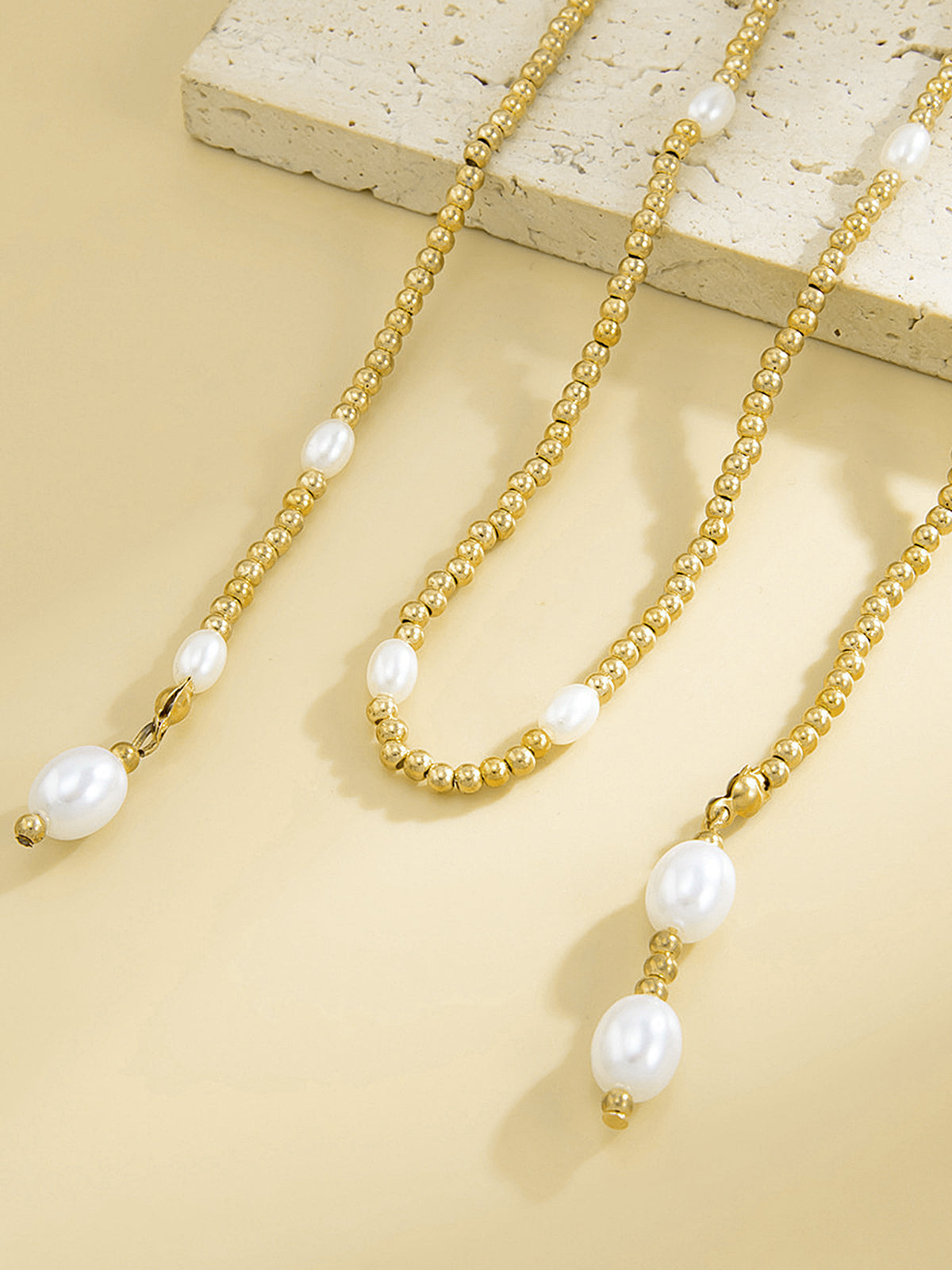 Pearl Beaded Y-Drop Necklace