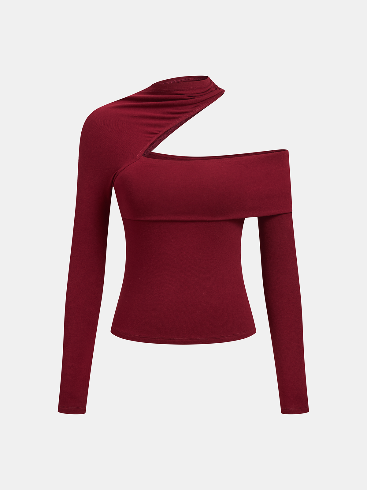 Asymmetrisches One-Shoulder-Langarm-Top mit Cut-Outs