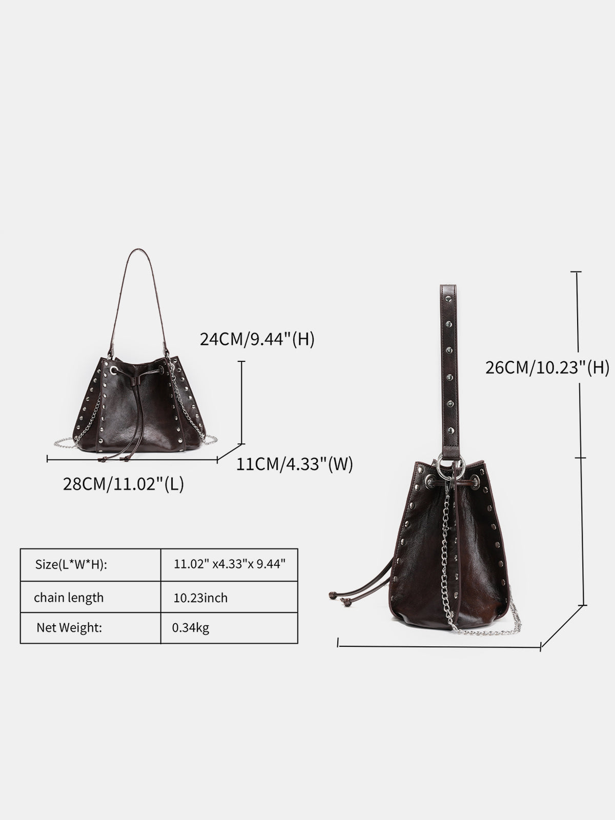 Studded Chain Bucket Bag