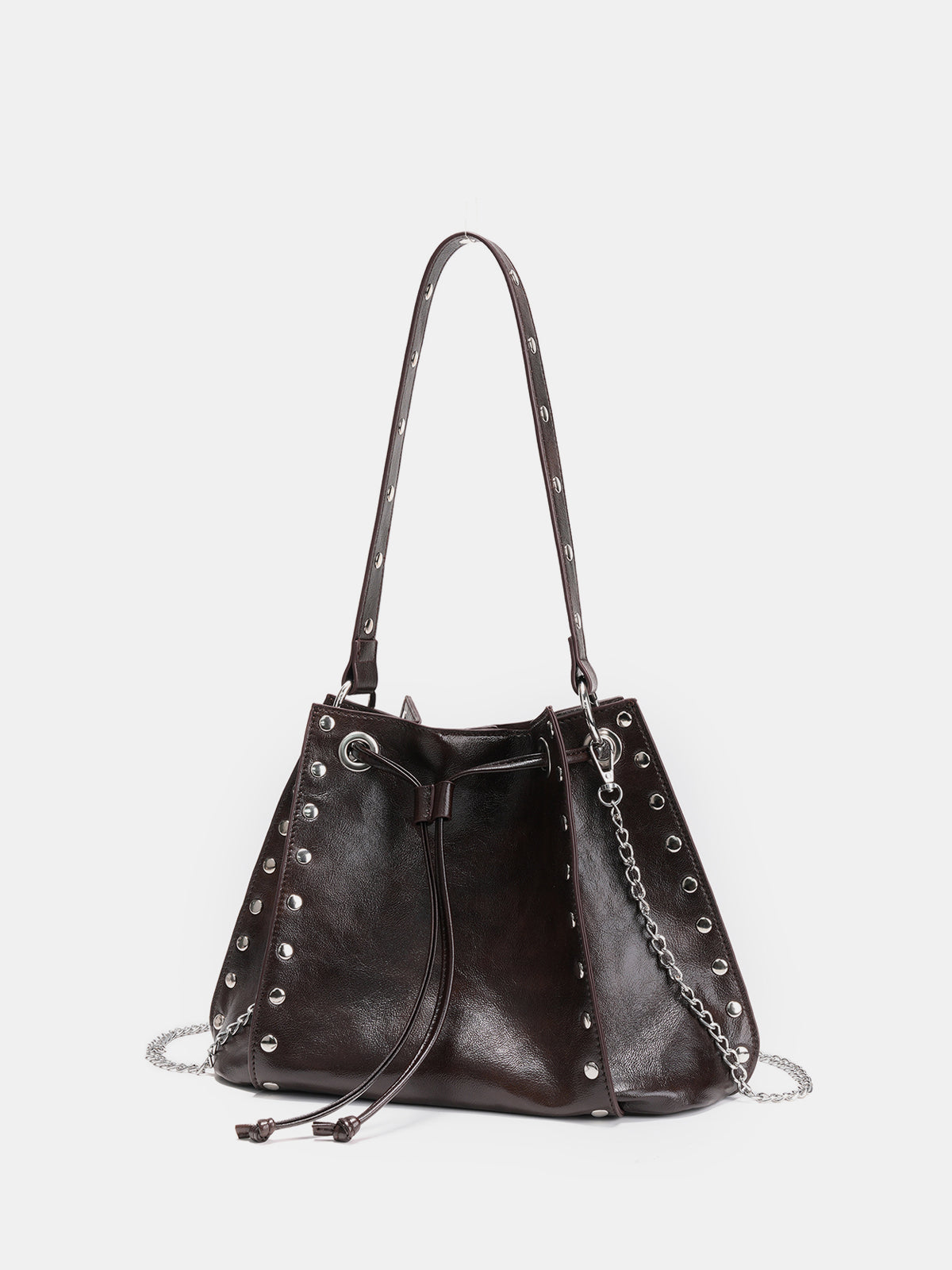 Studded Chain Bucket Bag
