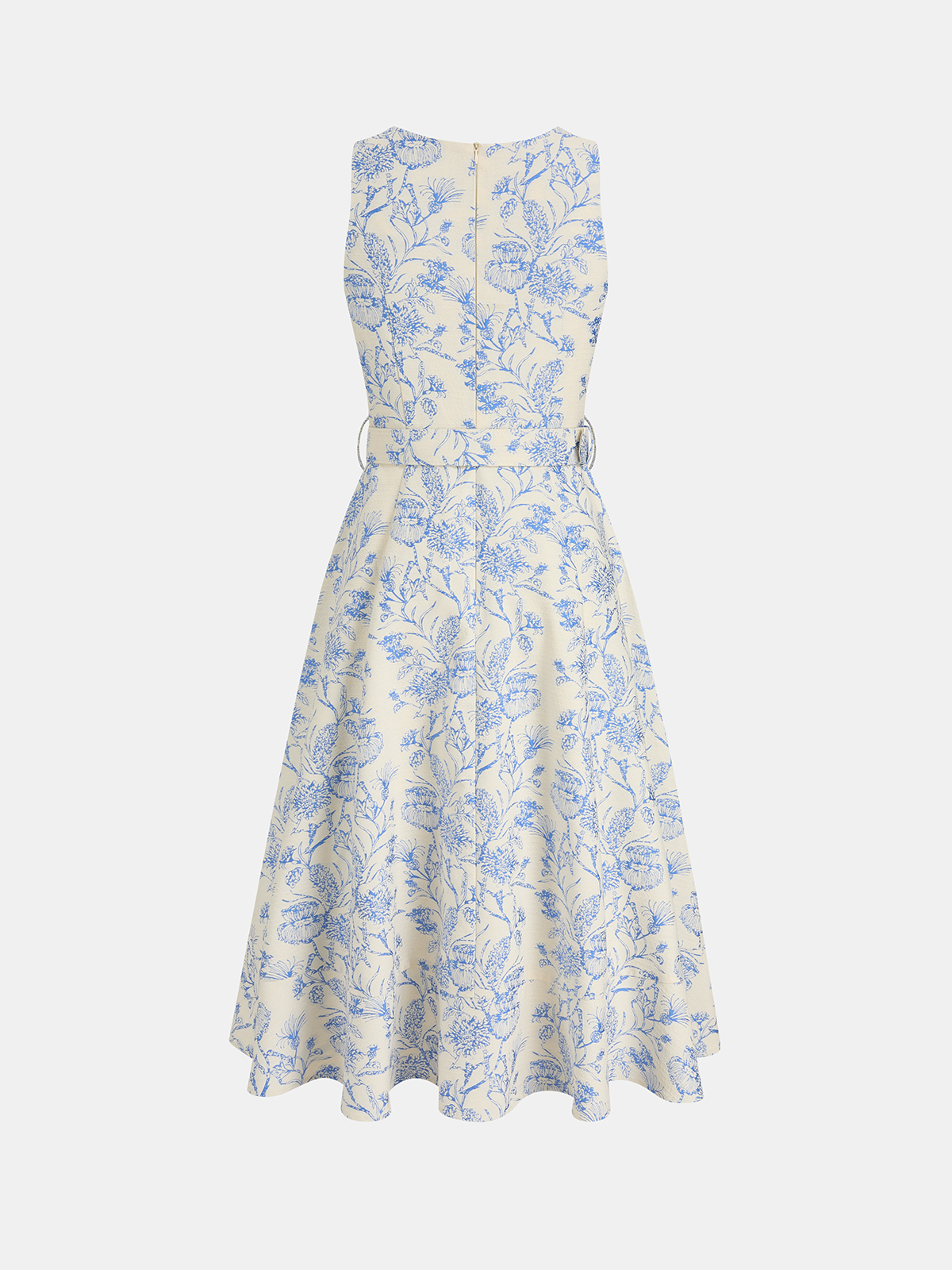 Robe asymétrique fleurie sans manches avec ceinture