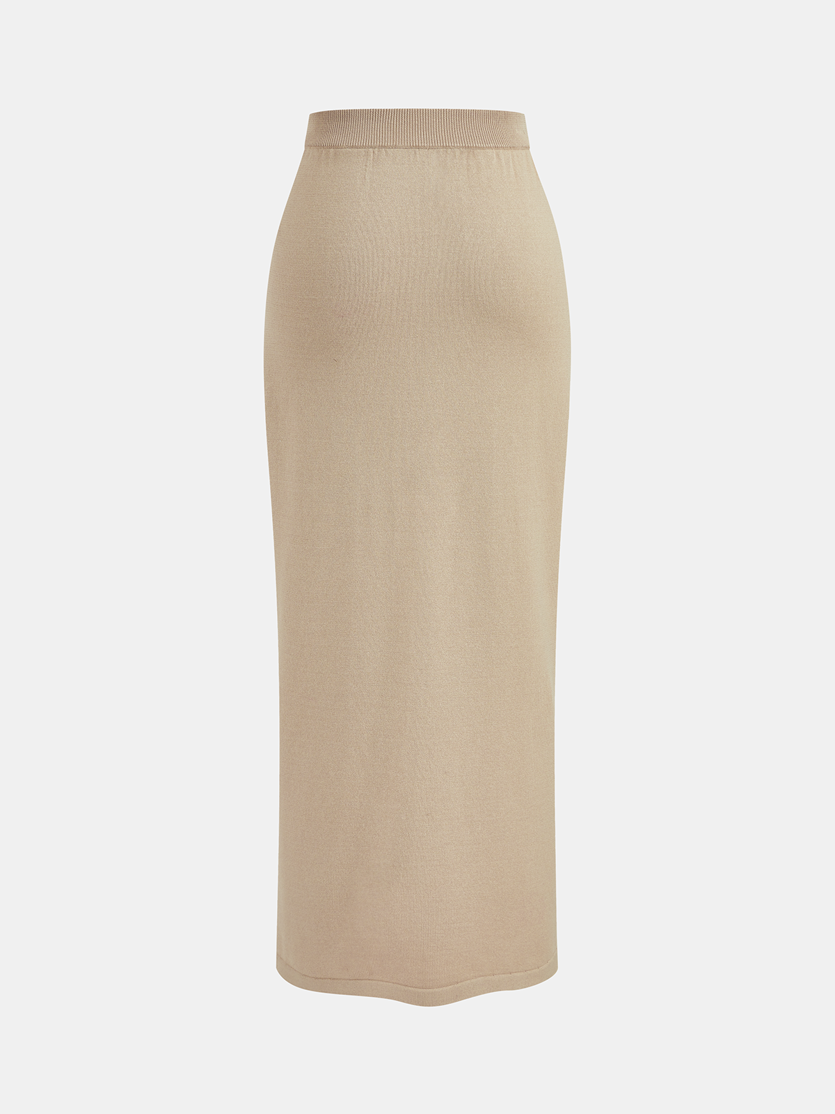 Buttoned Knit Vest & Ruched Midi Skirt Set