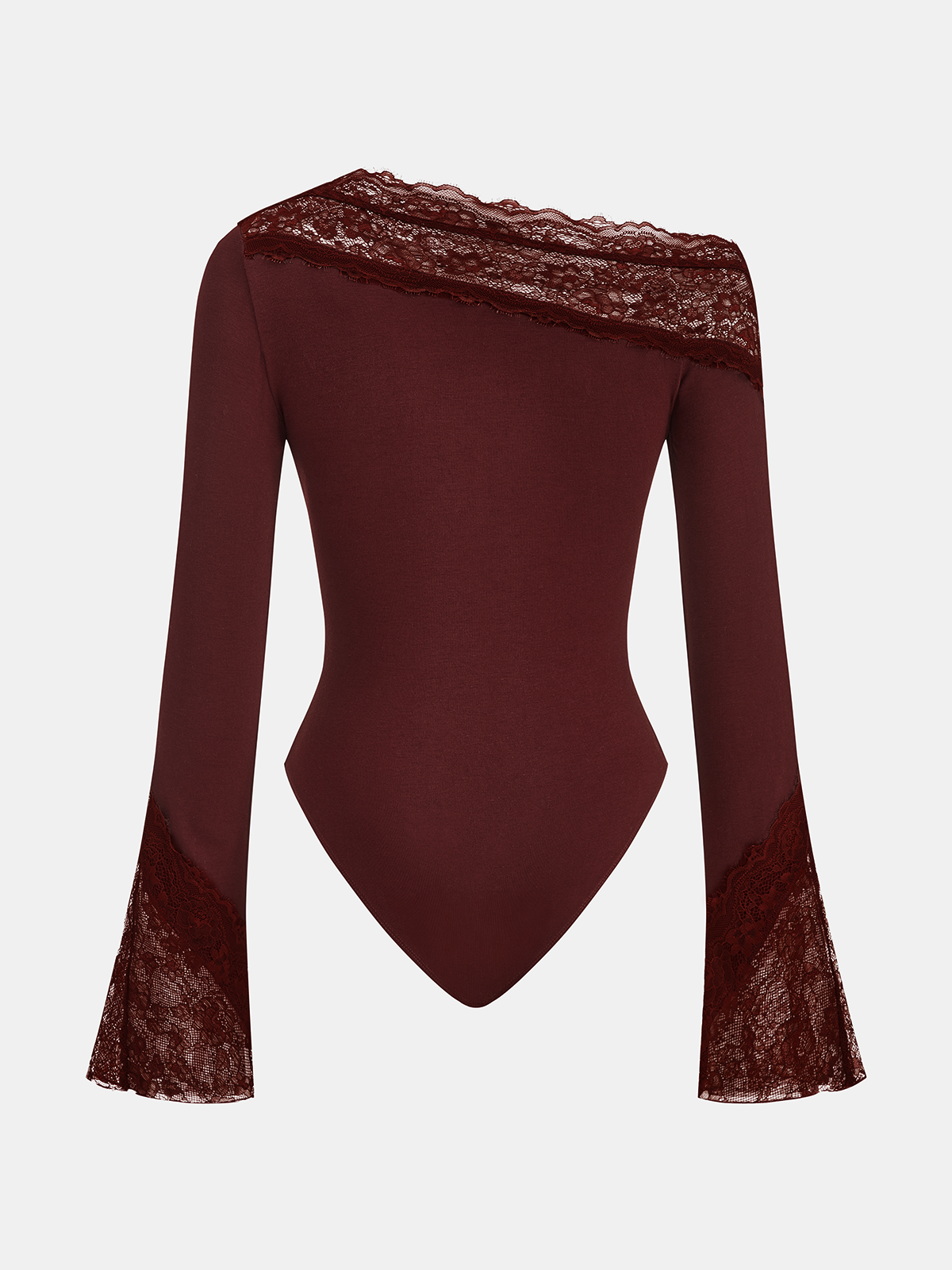 Lace Trim Bell Sleeve Off-Shoulder Bodysuit