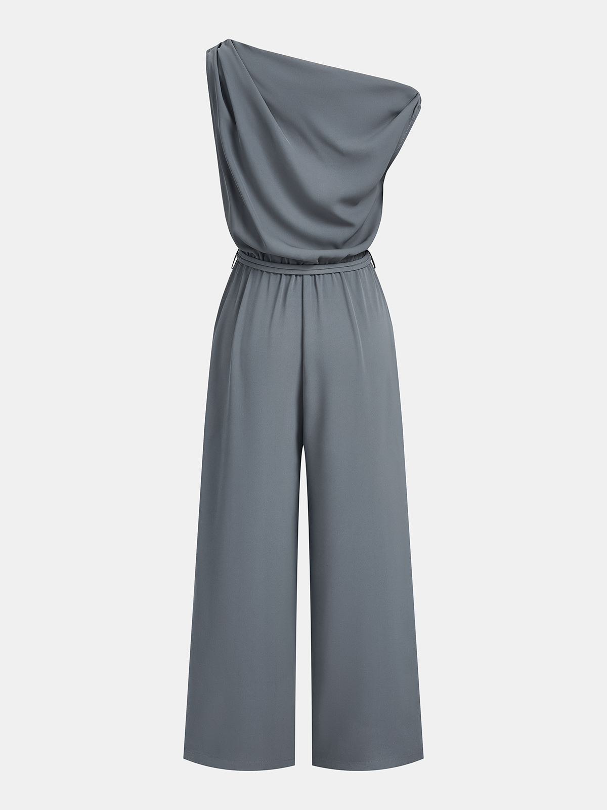 Combinaison drapée asymétrique ceinturée