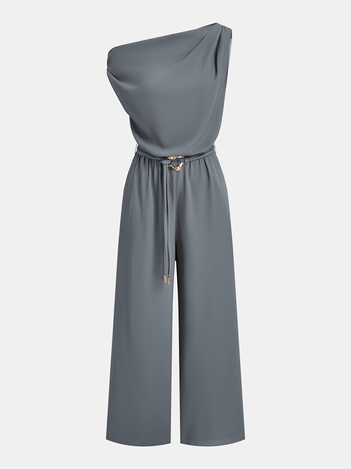 Combinaison drapée asymétrique ceinturée